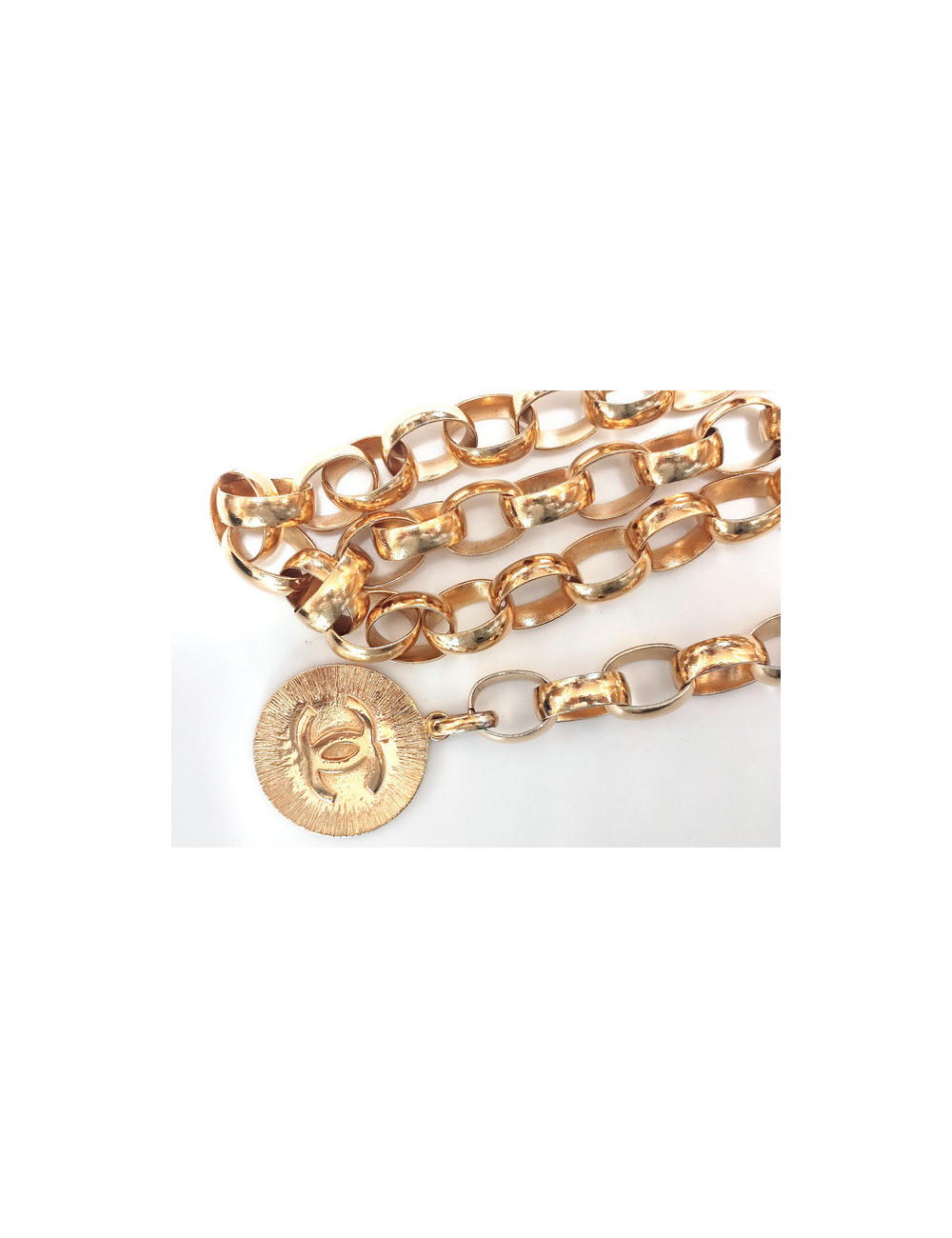 CHANEL large chain belt with CC medallion
