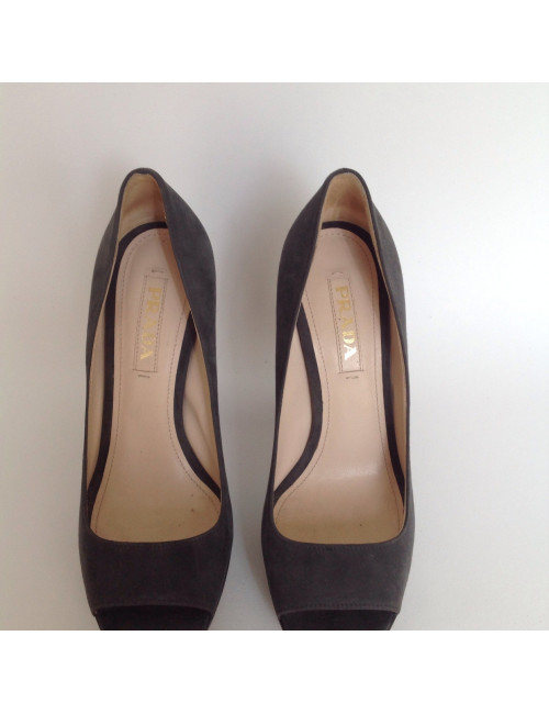 escarpins PRADA  t 37 daim gris