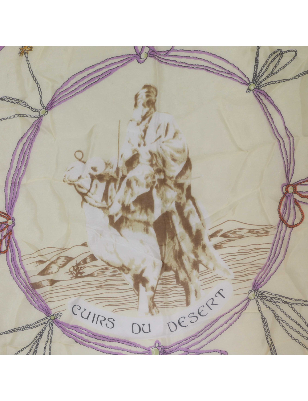 Châle HERMES cuirs du désert voile de soie