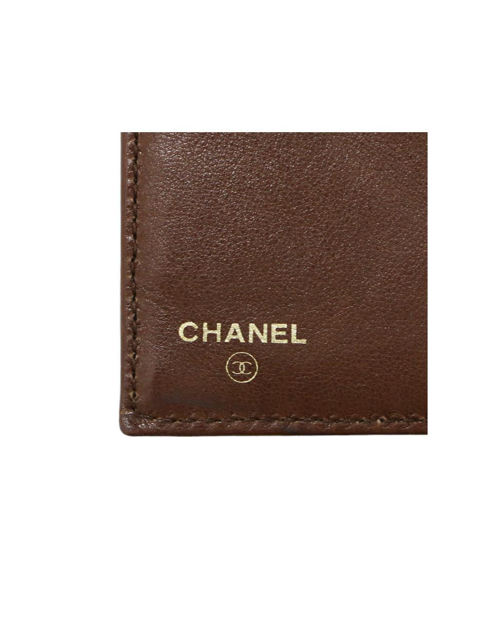 Porte cartes CHANEL cuir grainé marron