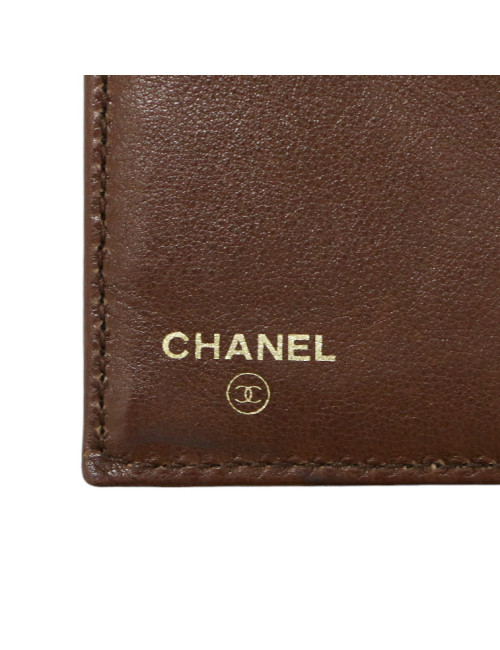 Porte cartes CHANEL cuir grainé marron