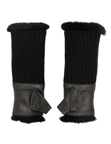 Mitaines CHANEL T 7 doublure lapin noir 2