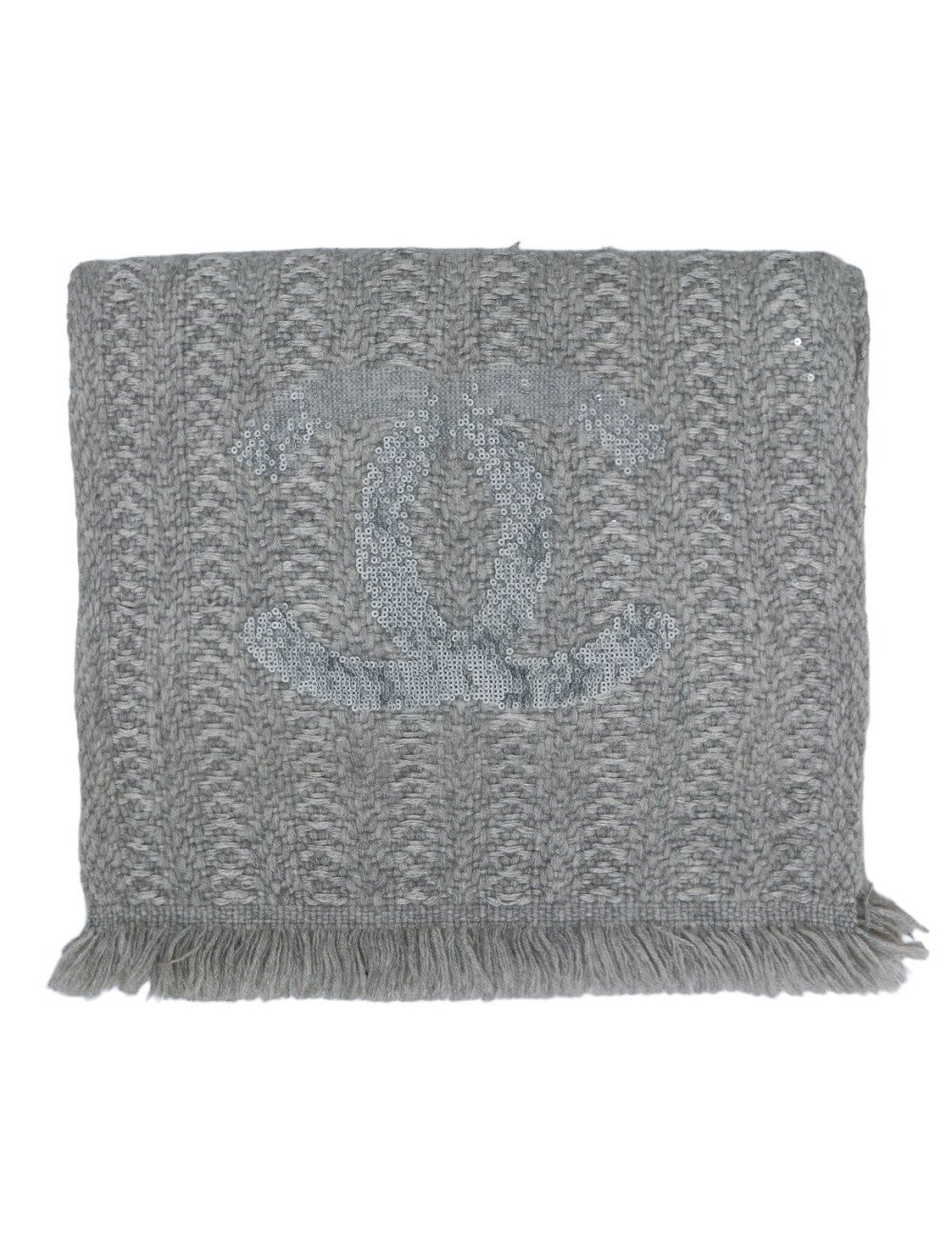 CHANEL grey cashmere and silk scarf