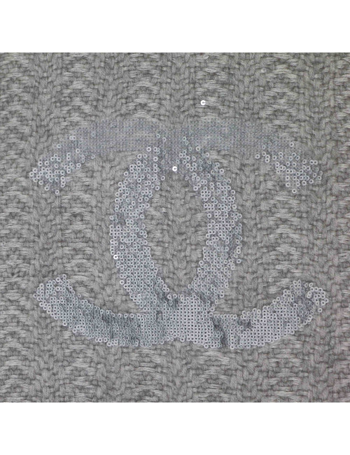 CHANEL grey cashmere and silk scarf