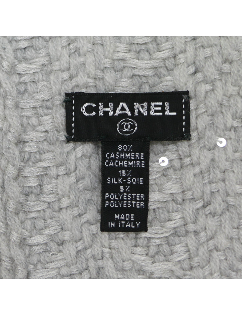 CHANEL grey cashmere and silk scarf