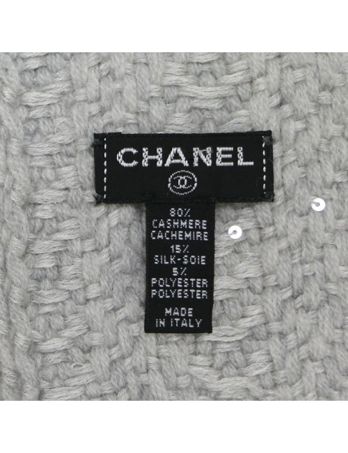 CHANEL grey cashmere and silk scarf