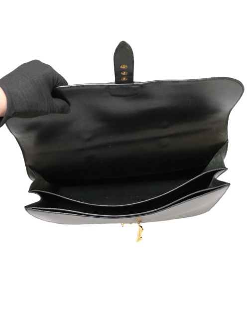 Sac à dépèches HERMES cuir box noir 2 soufflets