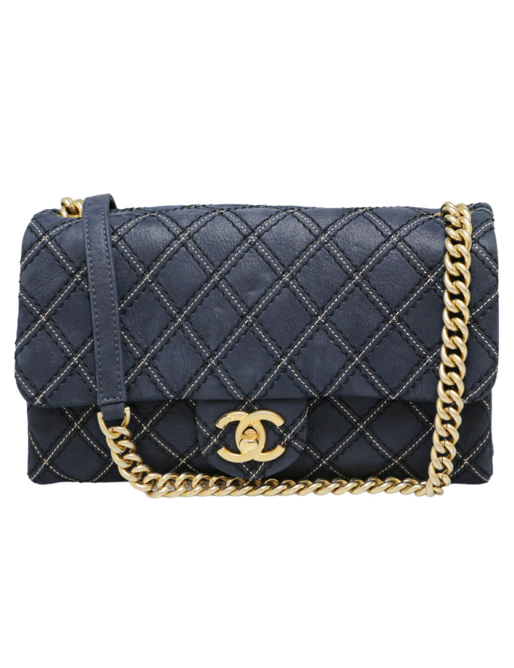 Sac CHANEL bleu matelassé