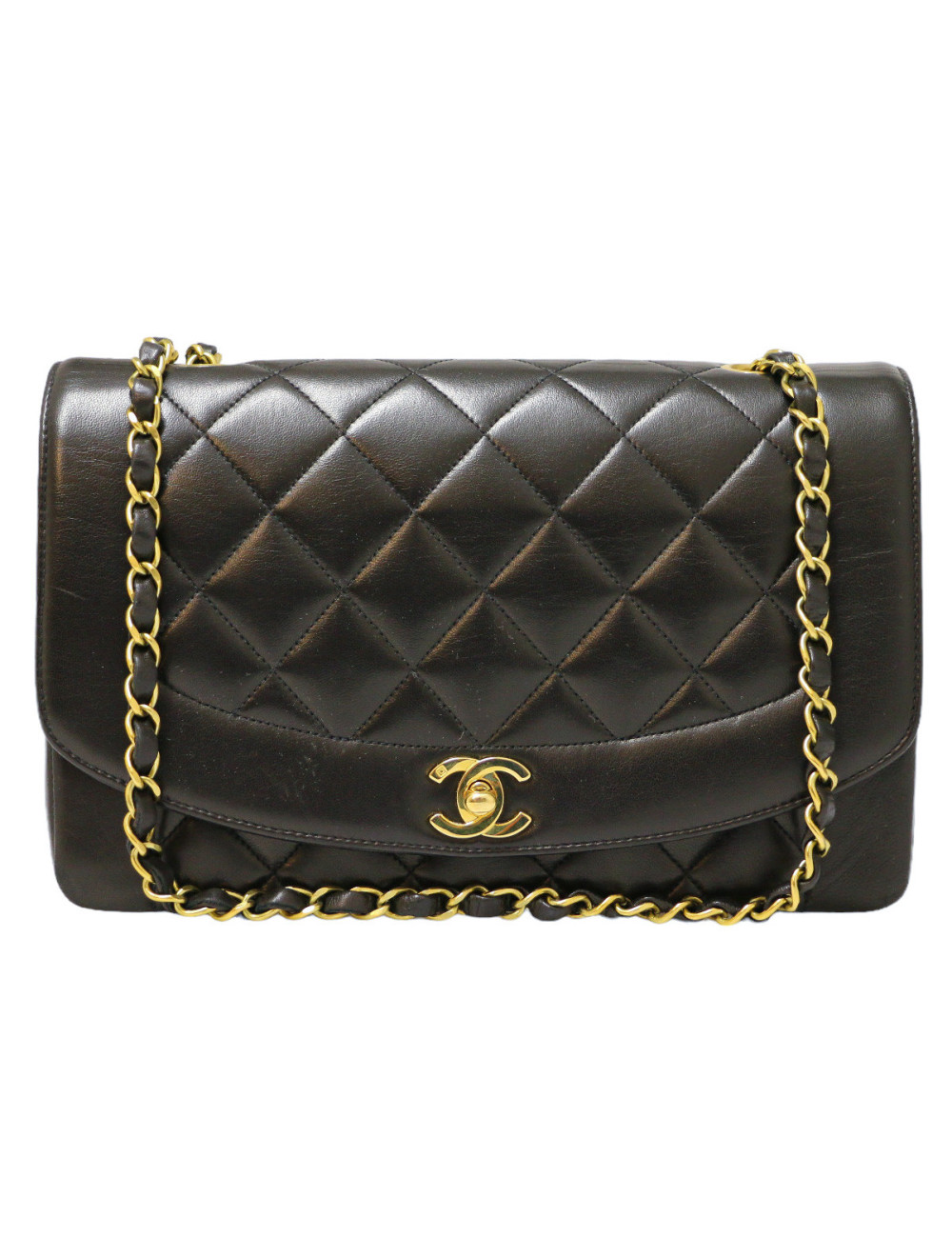 Sac Diana CHANEL cuir noir