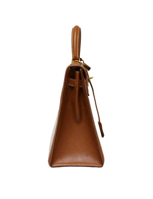 Kelly 32 HERMES toile et cuir Vintage