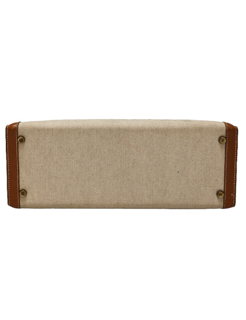 Kelly 32 HERMES toile et cuir Vintage