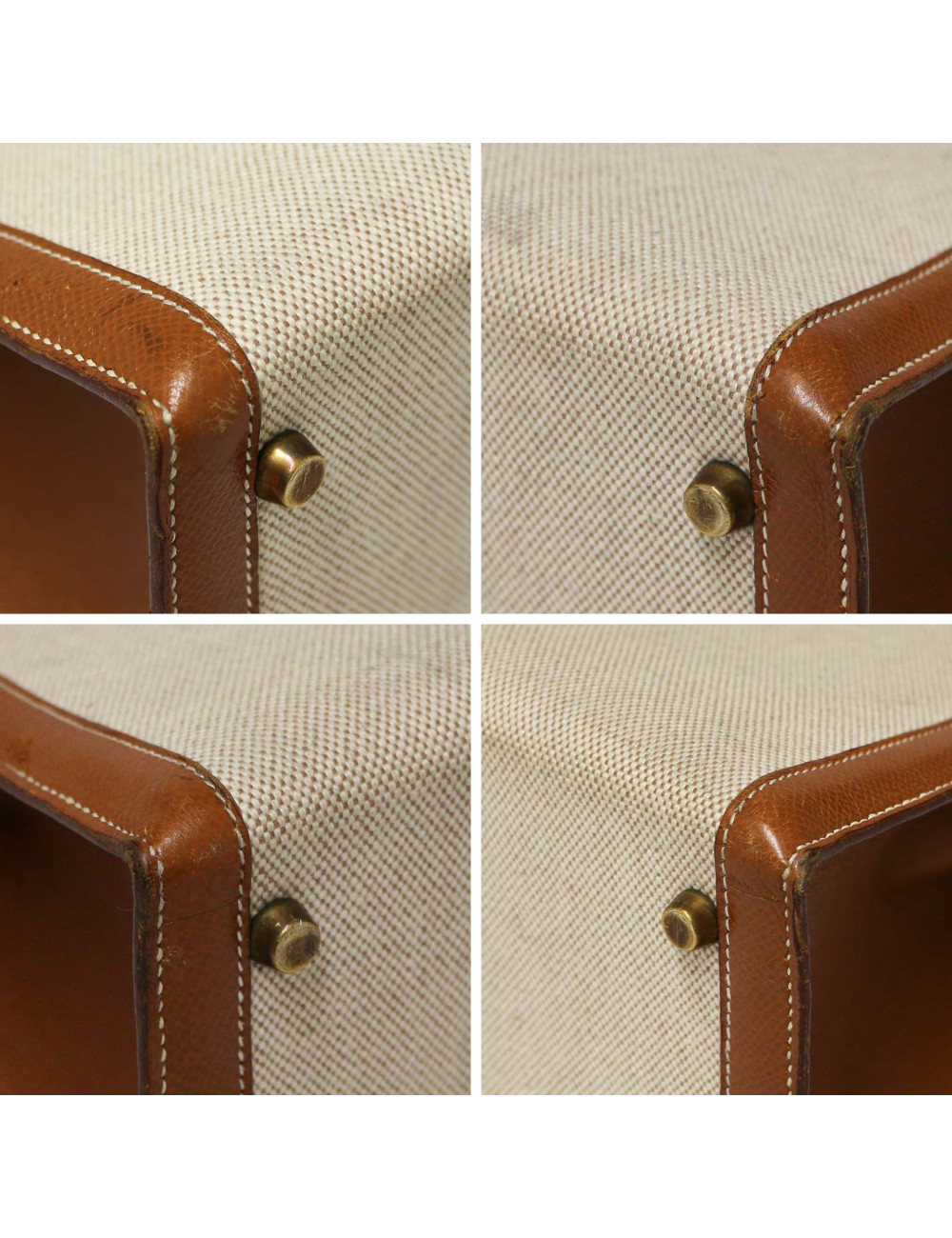 Kelly 32 HERMES toile et cuir Vintage
