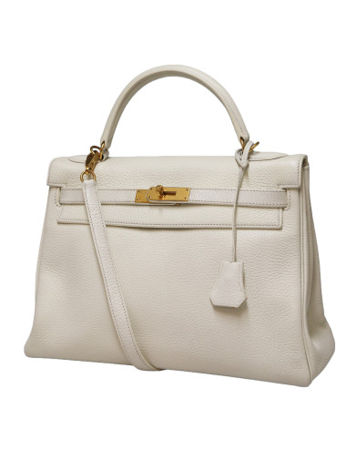 Sac Kelly 32 blanc HERMES taurillon clémence