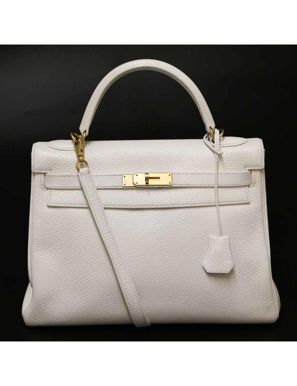 Sac Kelly 32 blanc HERMES taurillon clémence