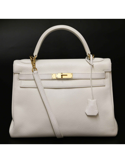 Sac Kelly 32 blanc HERMES taurillon clémence