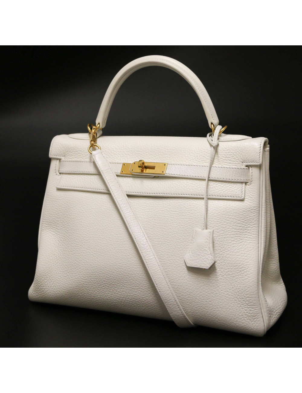 Sac Kelly 32 blanc HERMES taurillon clémence