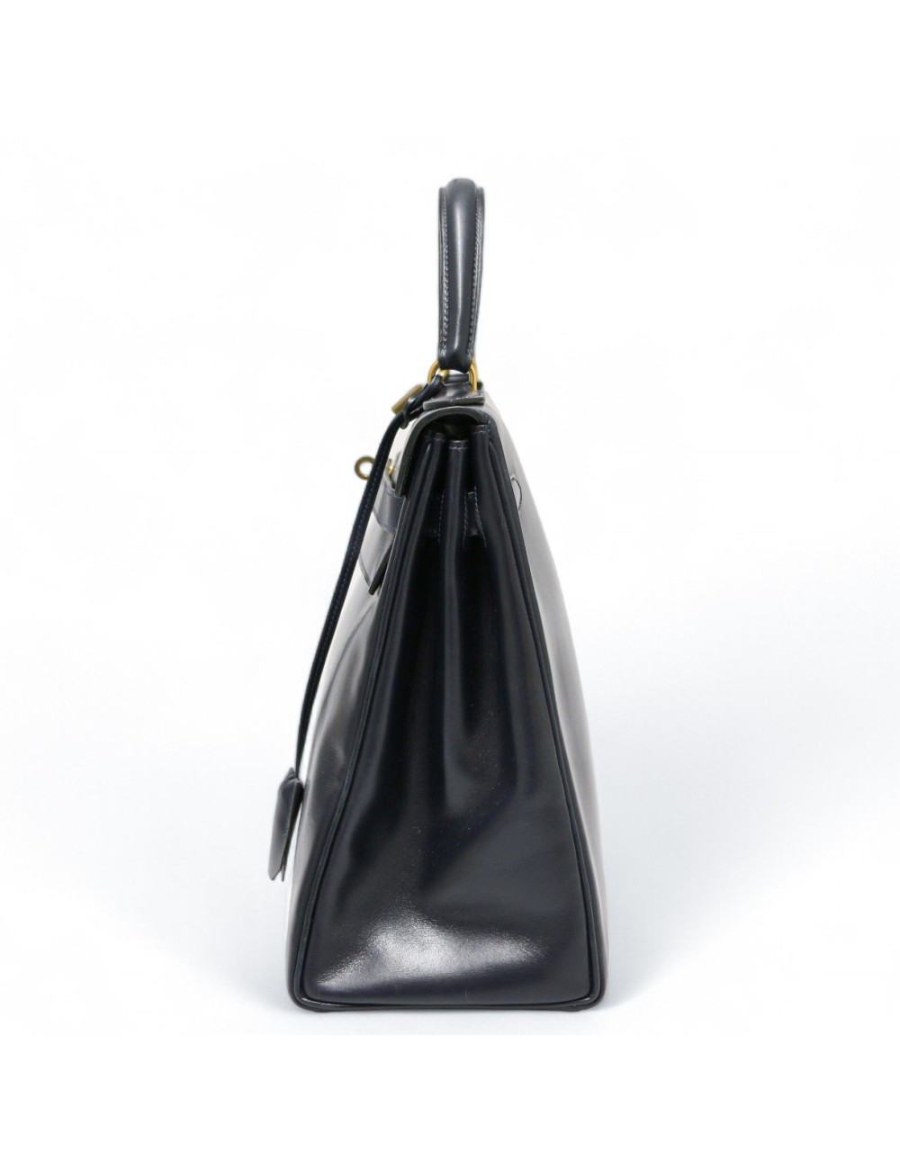 Kelly 32 retourné HERMES cuir de veau Box bleu