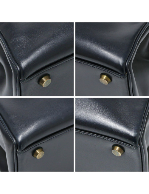 Kelly 32 retourné HERMES cuir de veau Box bleu