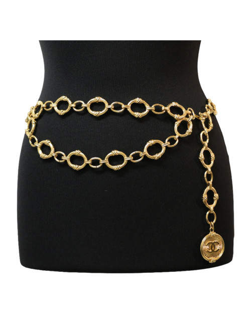 CHANEL gilded double chain belt