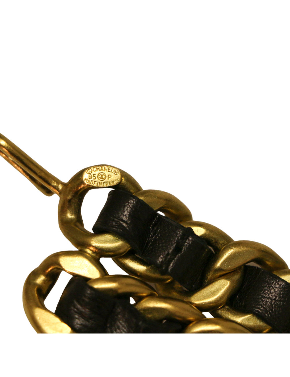 Ceinture double rang CHANEL cuir et métal