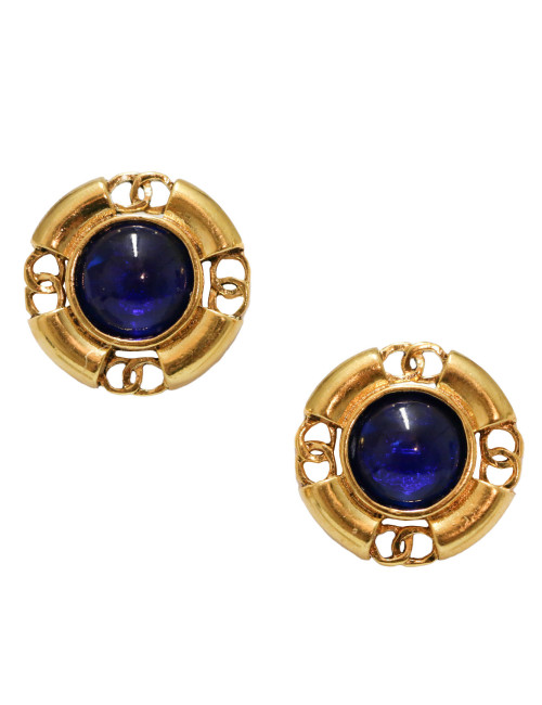 Boucles d'oreilles clips CHANEL bleu