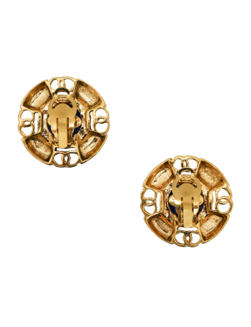 Boucles d'oreilles clips CHANEL bleu