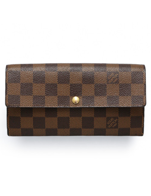 Portefeuille Sarah LOUIS VUITTON toile damier ébène