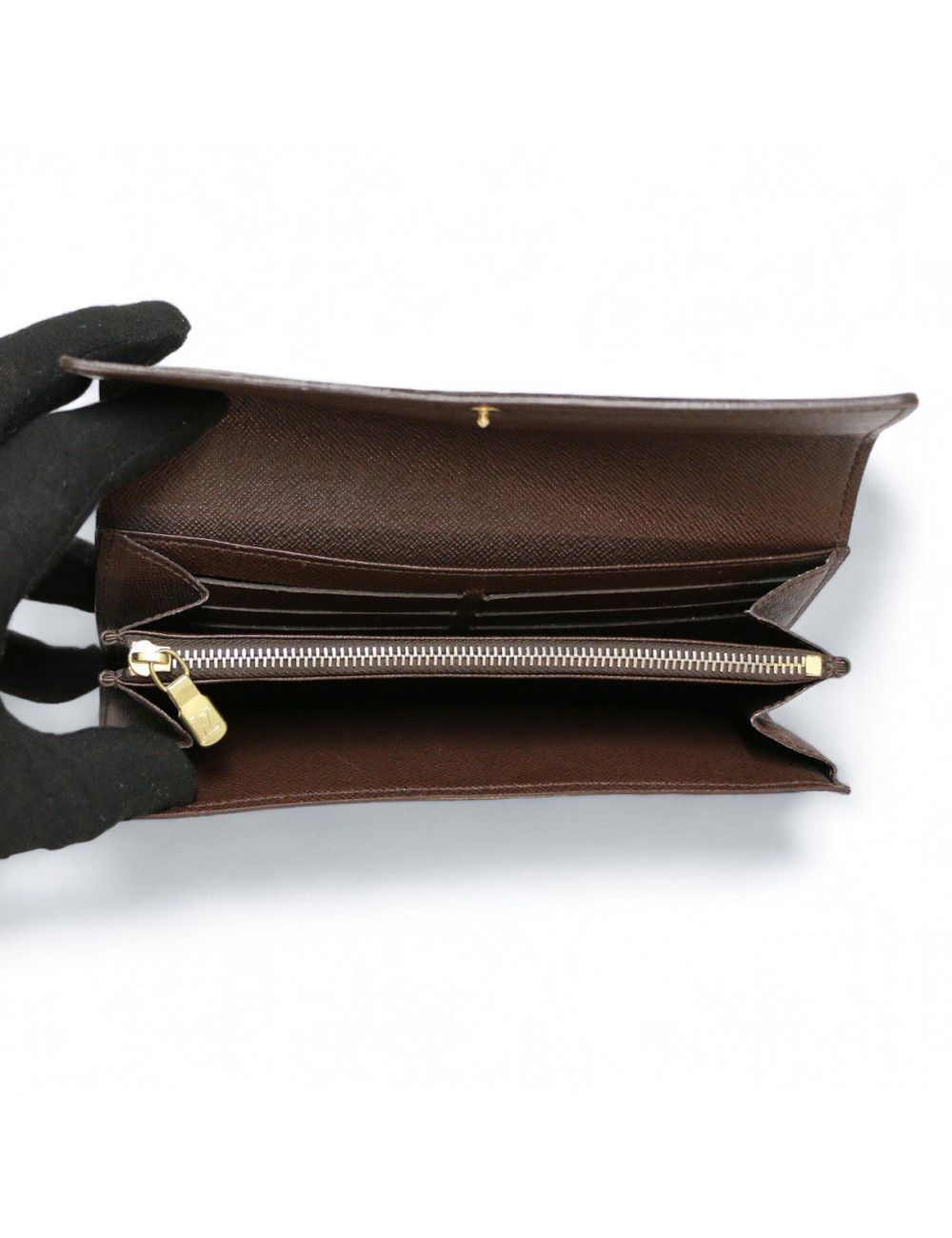 Portefeuille Sarah LOUIS VUITTON toile damier ébène