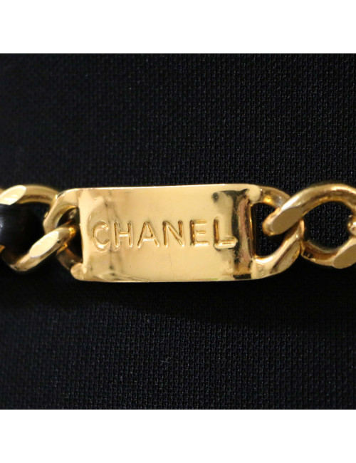 Ceinture vintage CHANEL cuir et métal noir
