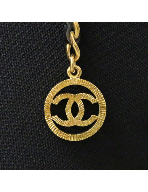 Ceinture CHANEL chaine cuir noir