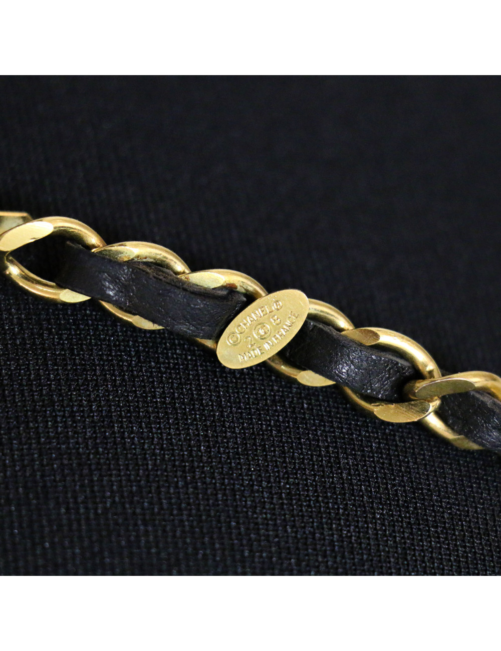 Ceinture CHANEL chaine cuir noir