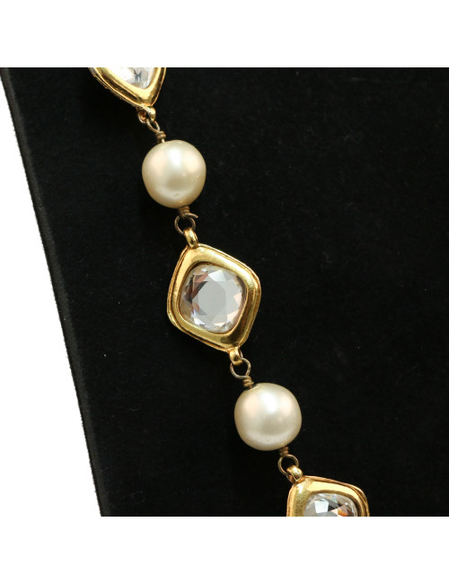 Sautoir CHANEL vintage strass et perles