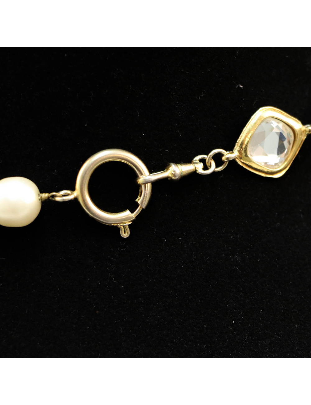 Sautoir CHANEL vintage strass et perles