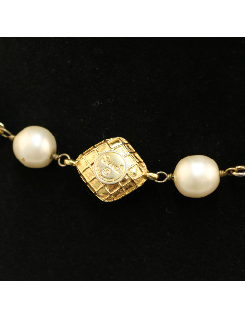 Sautoir CHANEL vintage strass et perles