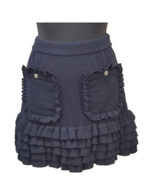 Jupe T 36 CHANEL bleue à volants