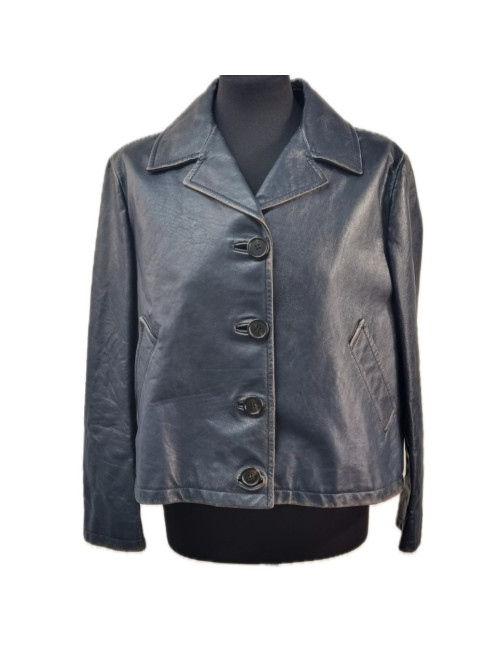 Blouson PRADA cuir bleu