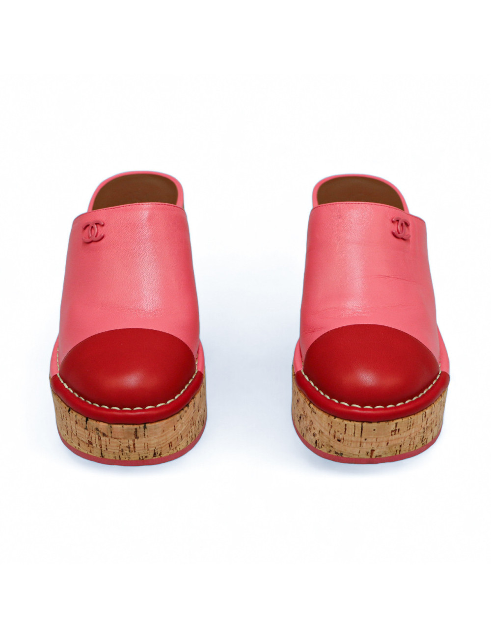 Sabots CHANEL t39 cuir rose
