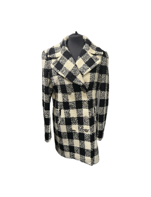 Caban CHANEL carreaux noir et blanc T38