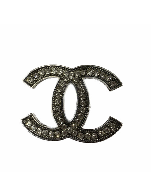 Broche CHANEL argent strass