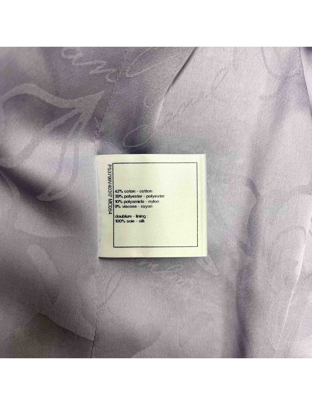 Veste CHANEL 2016 tweed violet et argent t42