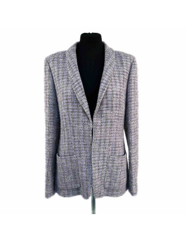 Veste tweed CHANEL violet et argent 