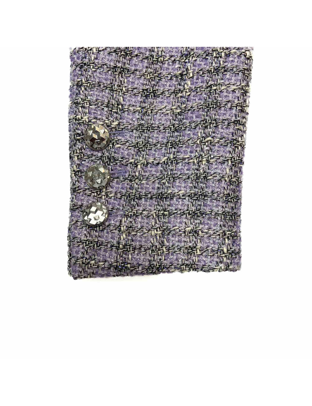 Veste CHANEL 2016 tweed violet et argent t42