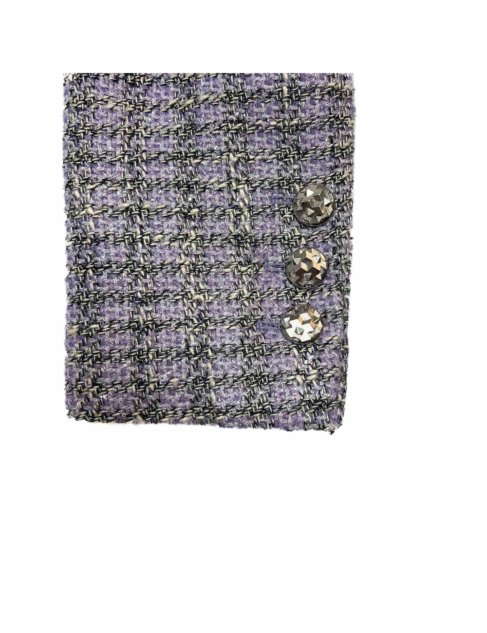Veste CHANEL 2016 tweed violet et argent t42