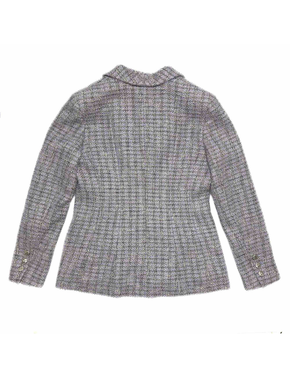 Veste CHANEL 2016 tweed violet et argent t42