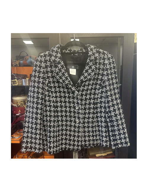Veste tweed CHANEL noir et blanc T40