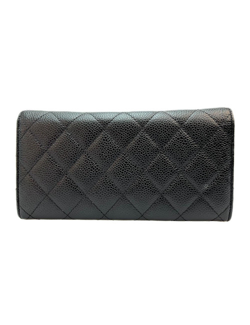 Portefeuille CHANEL cuir grainé noir