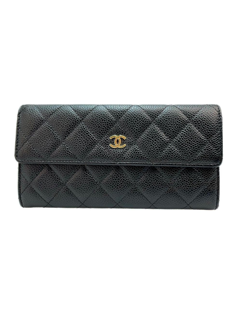 Portefeuille CHANEL cuir grainé noir