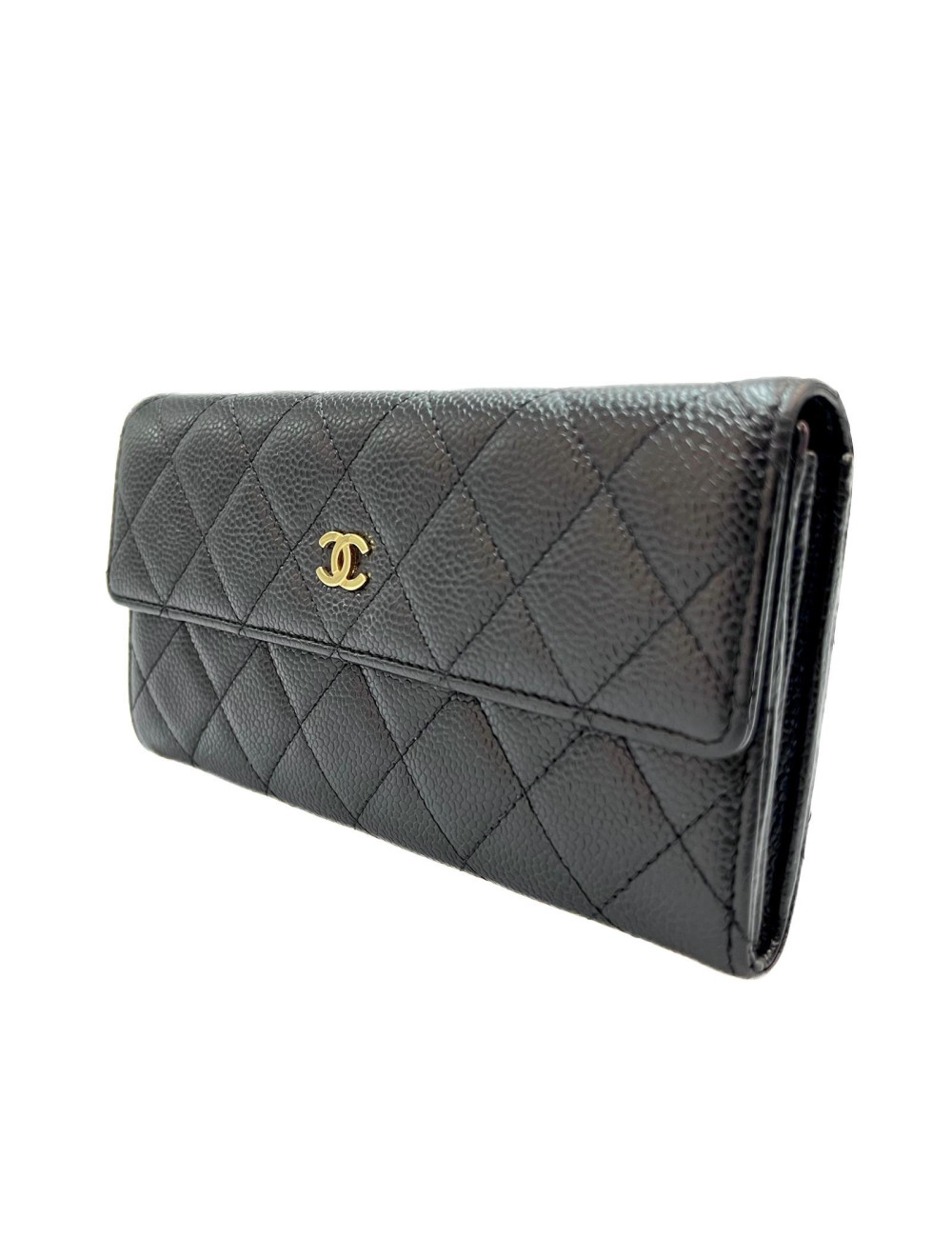 Portefeuille CHANEL cuir grainé noir