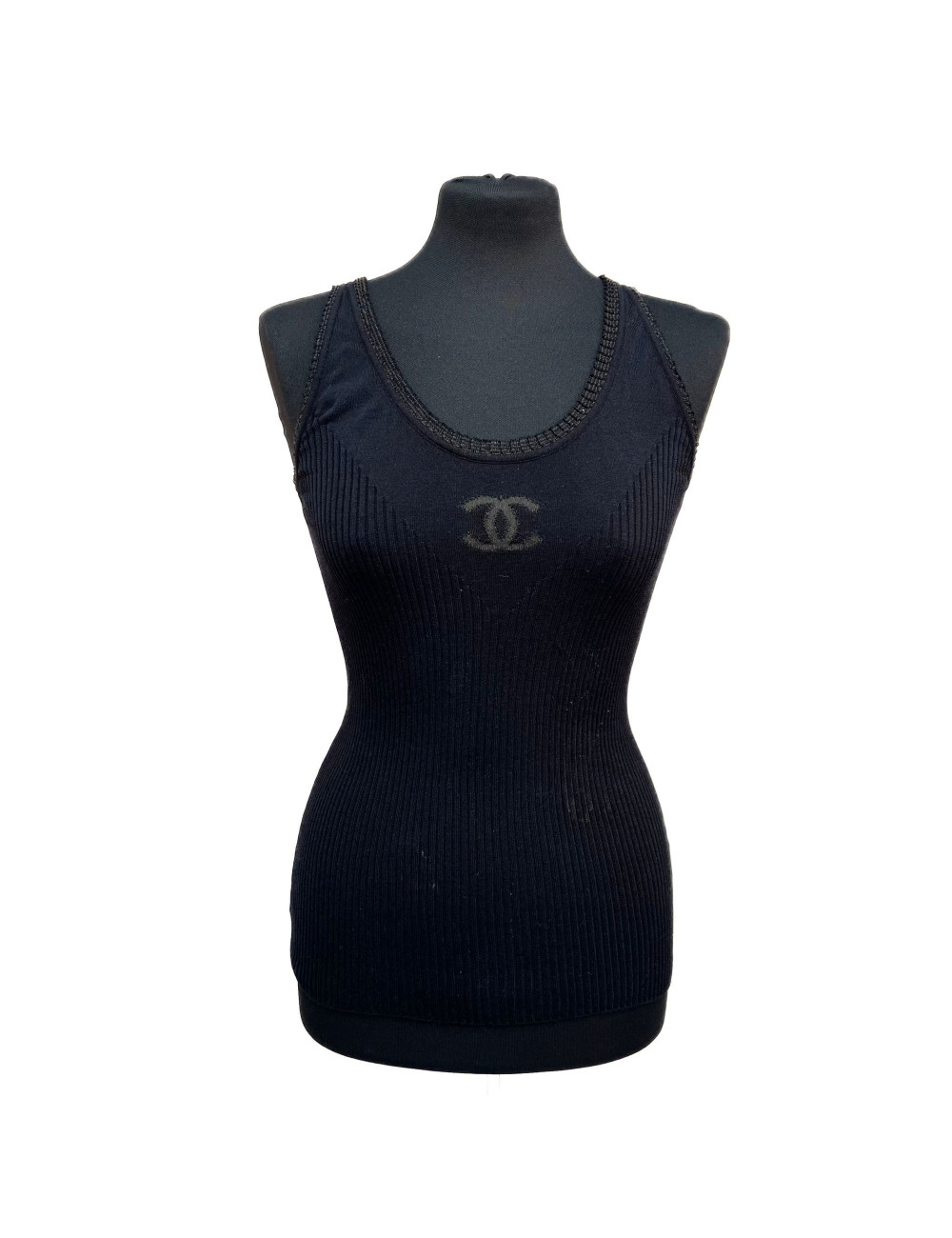 Haut T 36 CHANEL tricot noir double C