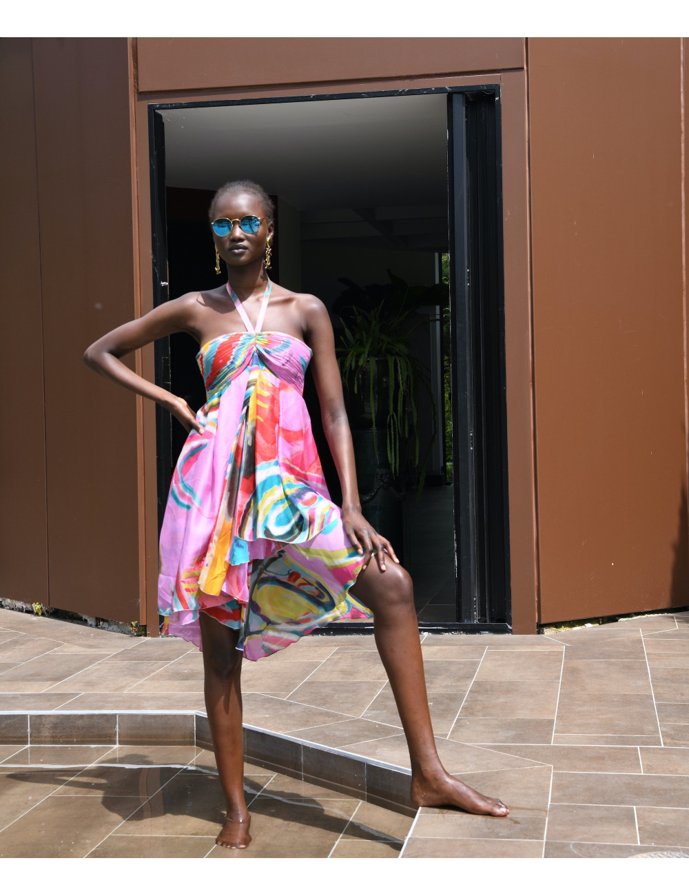 Robe CHRISTIAN LACROIX imprimé rose soie